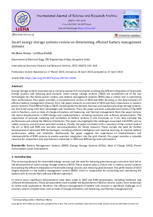 (PDF) Smart energy storage systems review on determining efficient ...
