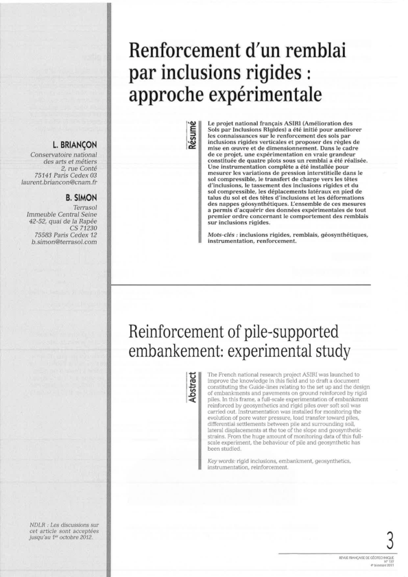 (PDF) Renforcement d’un remblai par inclusions rigides : approche ...