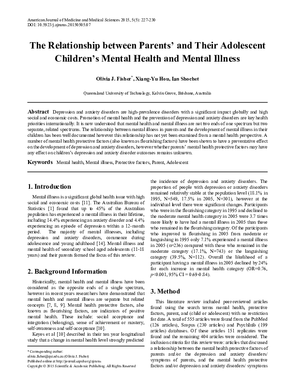 (PDF) The relationship between parents' and their adolescent children's ...