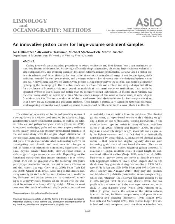 (PDF) An innovative piston corer for large‐volume sediment samples
