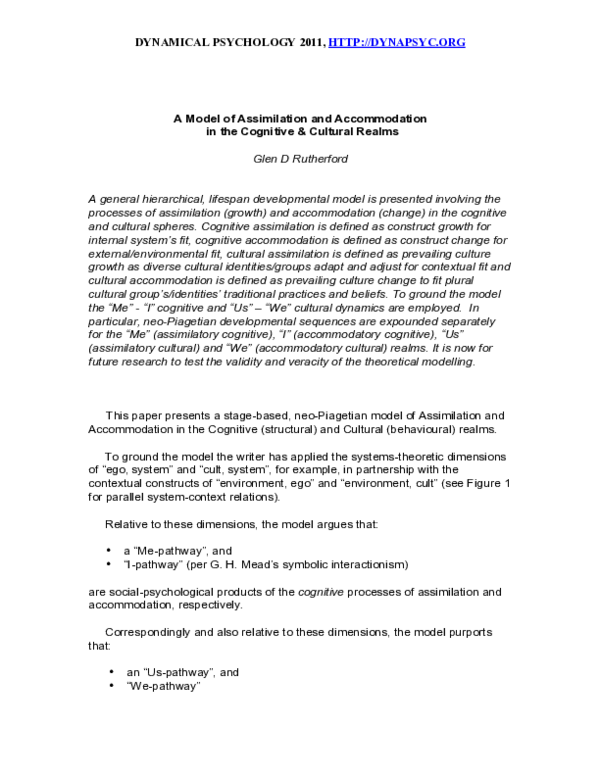 (PDF) A Model of Assimilation and Accommodation in the Cognitive ...