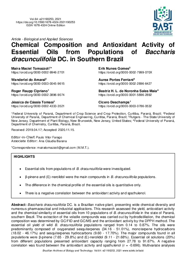 (PDF) Chemical Composition and Antioxidant Activity of Essential Oils ...