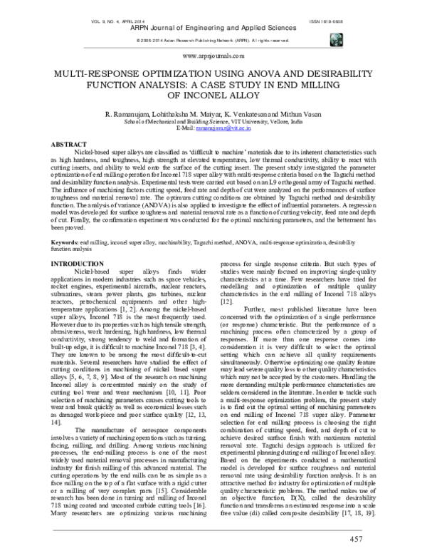 (PDF) Multi-response optimization using anova and desirability function ...