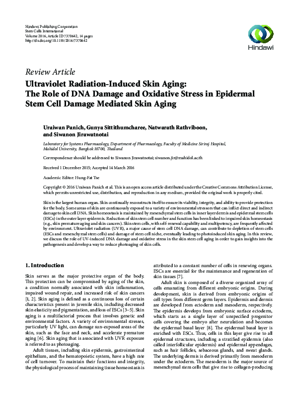 (PDF) Ultraviolet Radiation-Induced Skin Aging: The Role of DNA Damage ...