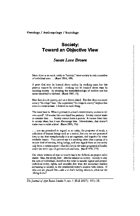 (PDF) Society: Toward an Objective View