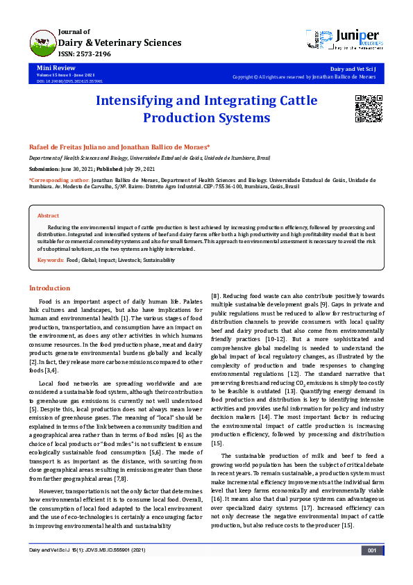 (PDF) Intensifying and Integrating Cattle Production Systems