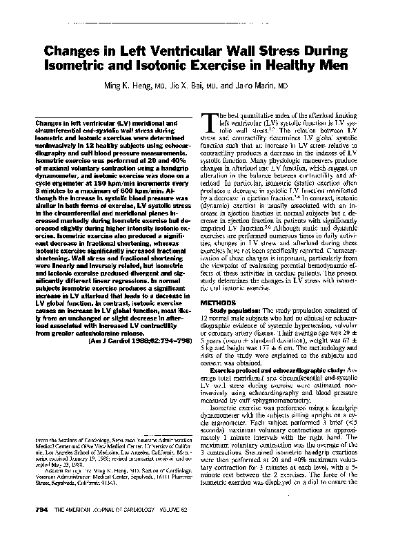 (PDF) Changes in left ventricular wall stress during isometric and ...
