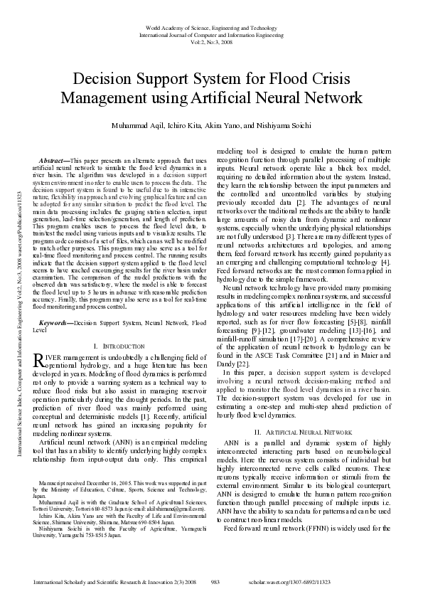 (PDF) Decision Support System For Flood Crisis Management Using ...