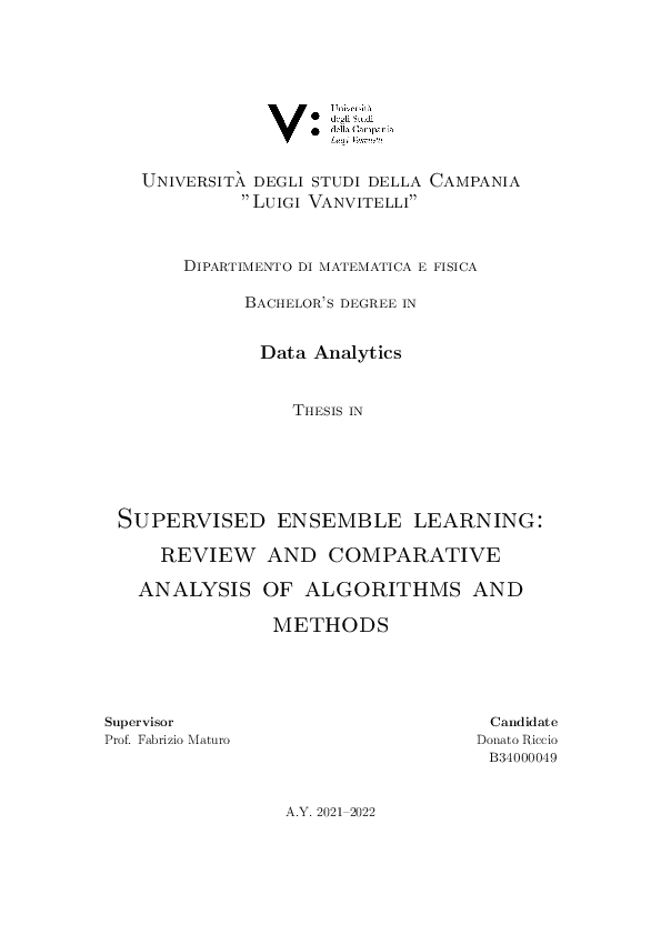 (PDF) Supervised Ensemble Learning: Comparative Analysis of Algorithms ...