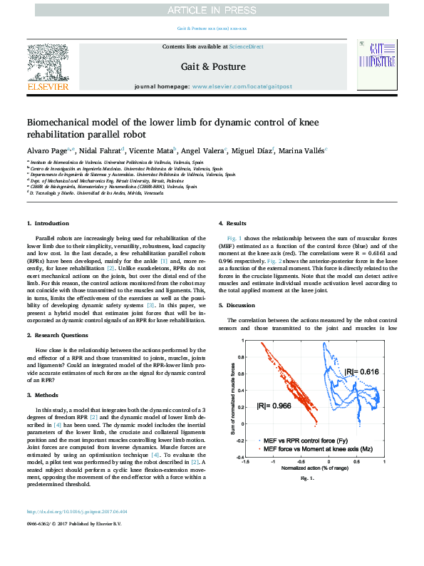 (PDF) Biomechanical model of the lower limb for dynamic control of knee ...