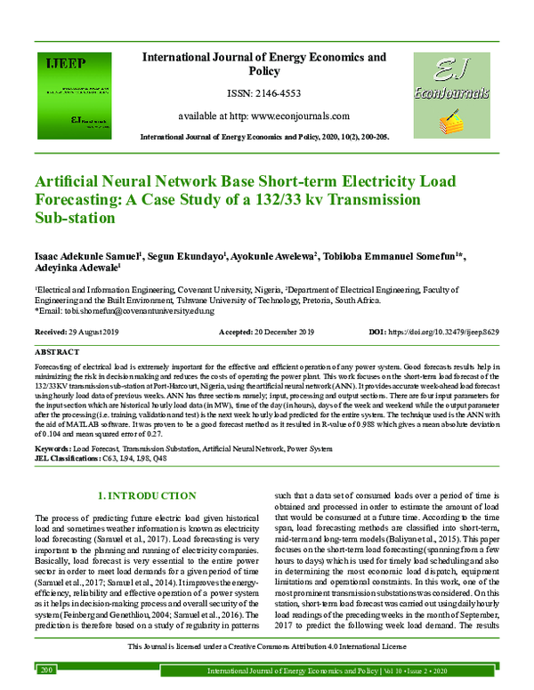 (PDF) Artificial Neural Network Base Short-Term Electricity Load ...
