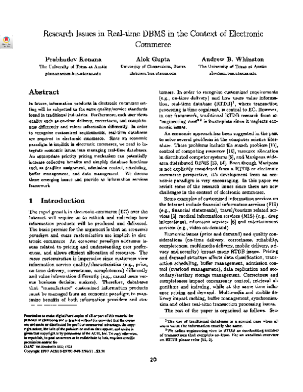 (PDF) Research issues in real-time DBMS in the context of electronic ...