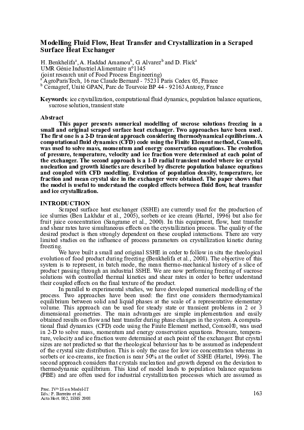 Pdf Modelling Fluid Flow Heat Transfer And Crystallization In A