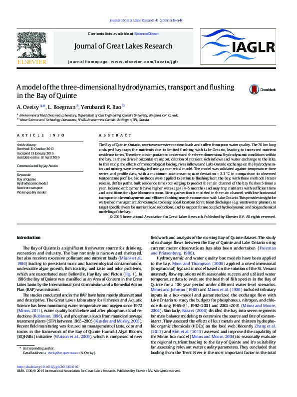 (PDF) A model of the three-dimensional hydrodynamics, transport and ...
