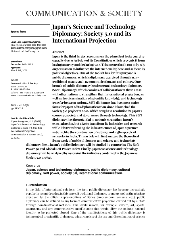 (PDF) Lopez Aranguren Japan's Science and Tech Diplomacy