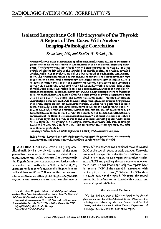 (PDF) Isolated langerhans cell histiocytosis of the thyroid: A report ...
