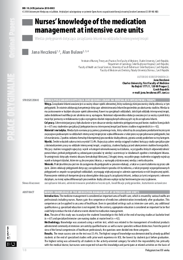 (PDF) Nurses’ knowledge of the medication management at intensive care ...