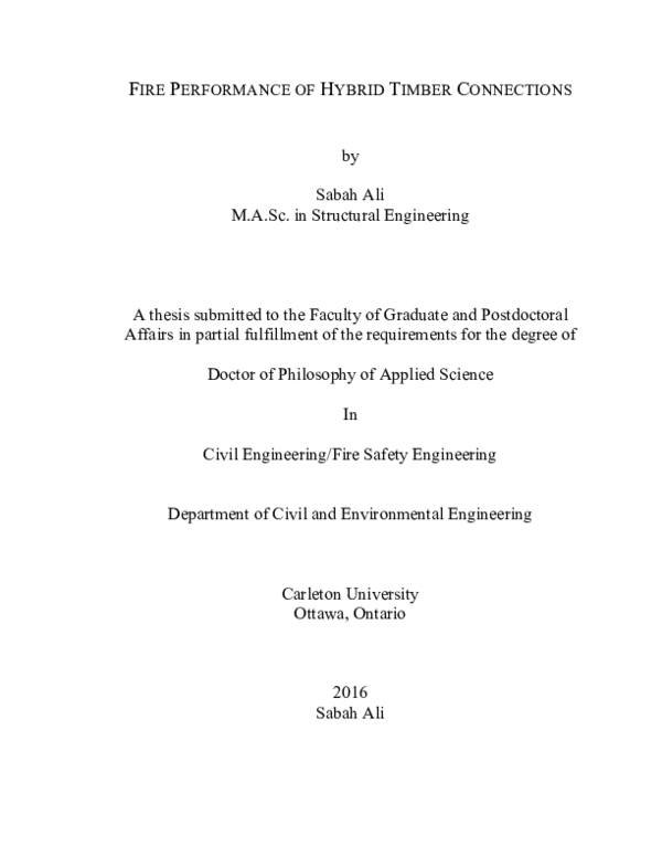(PDF) Fire Performance of Hybrid Timber Connections