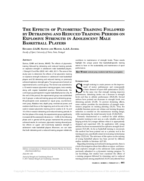 (PDF) The Effects of Plyometric Training Followed by Detraining and ...