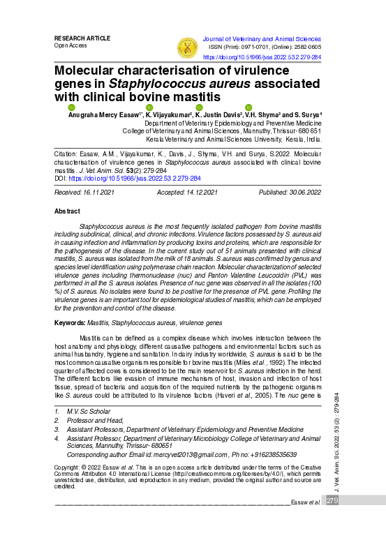 (PDF) Molecular characterisation of virulence genes in Staphylococcus ...