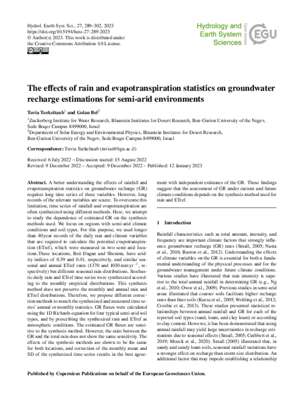 (PDF) The effects of rain and evapotranspiration statistics on ...