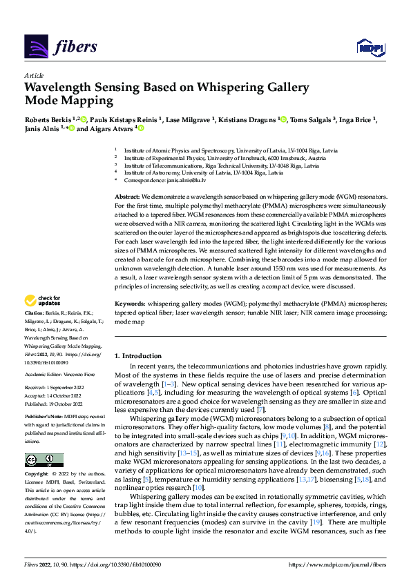 (PDF) Wavelength Sensing Based on Whispering Gallery Mode Mapping