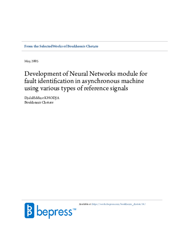 (PDF) Development of neural networks module for fault identification in ...