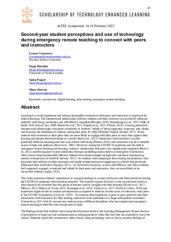 (PDF) Second-year student perceptions and use of technology during ...