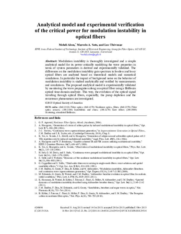 (PDF) Analytical model and experimental verification of the critical ...
