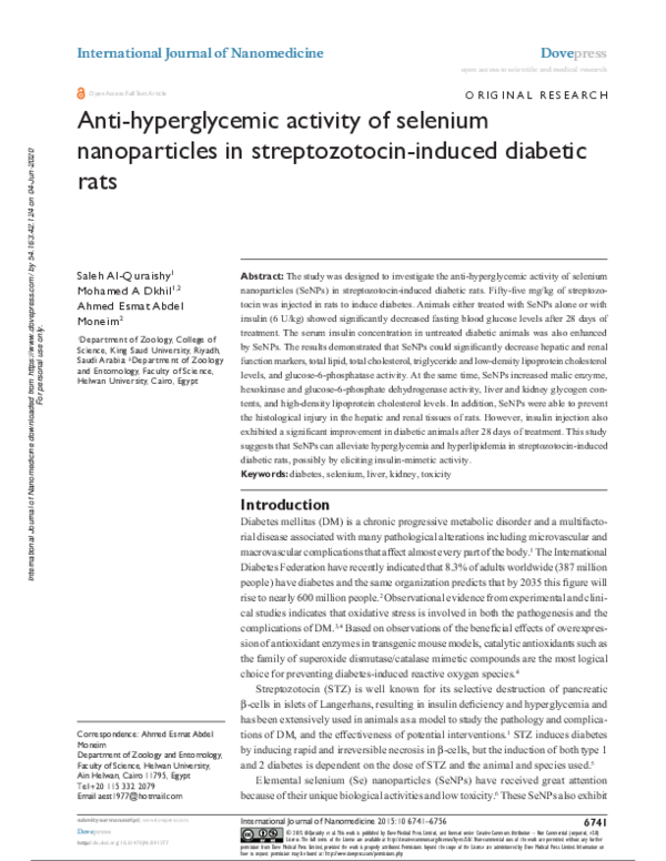 (PDF) Anti-hyperglycemic activity of selenium nanoparticles in ...