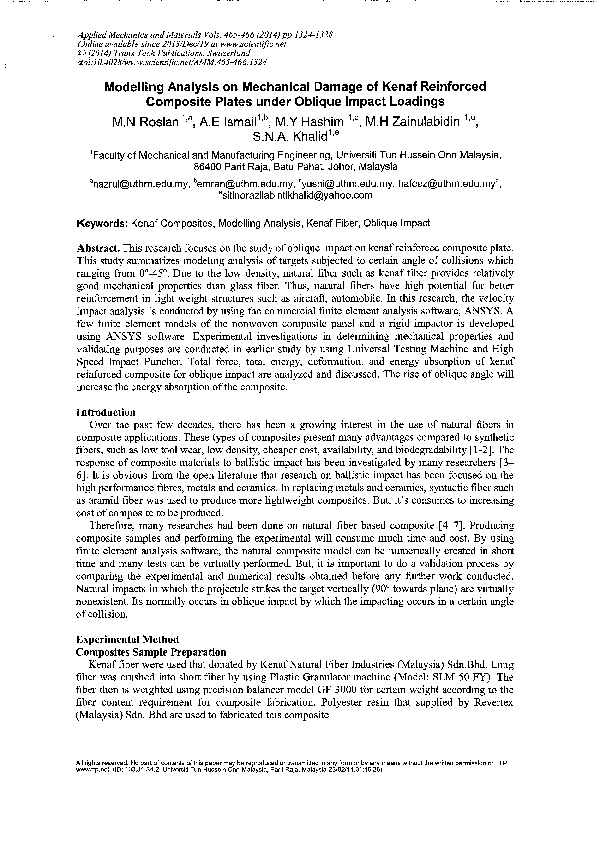 (PDF) Modelling Analysis on Mechanical Damage of Kenaf Reinforced ...