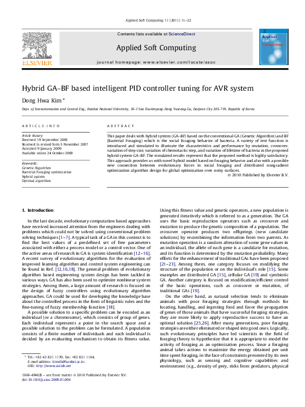(PDF) Hybrid GA–BF based intelligent PID controller tuning for AVR system