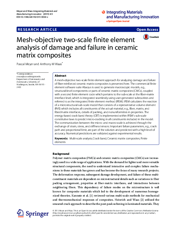 (PDF) Two-scale finite element analysis of damage in ceramic composites