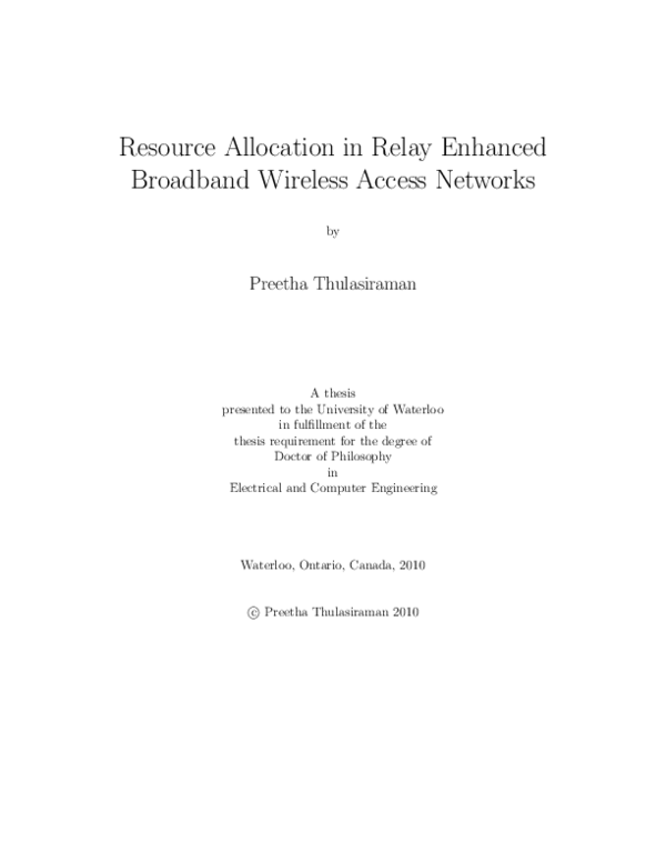 (PDF) Resource Allocation in Relay Enhanced Broadband Wireless Access ...