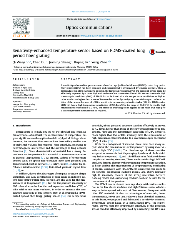 (PDF) A sensitivity enhanced temperature sensor based on highly ...