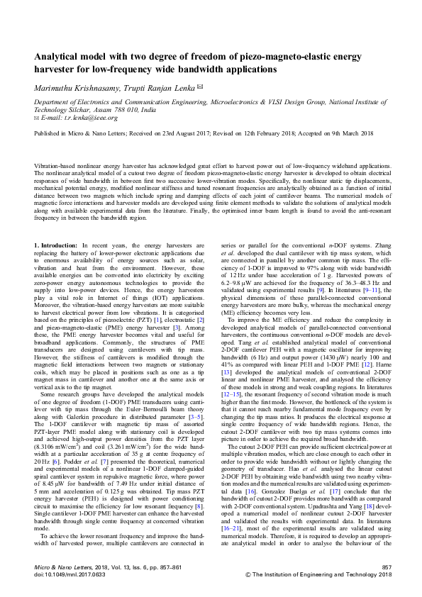 (PDF) Analytical model with two degree of freedom of piezo‐magneto ...