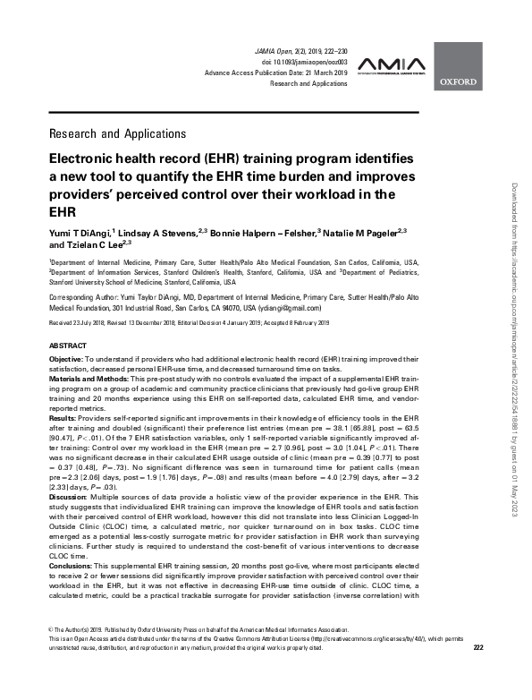 (PDF) Electronic health record (EHR) training program identifies a new ...