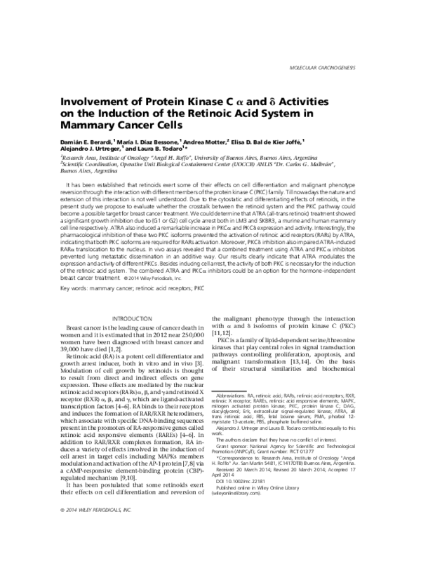 (PDF) Involvement of protein kinase C α and δ activities on the ...