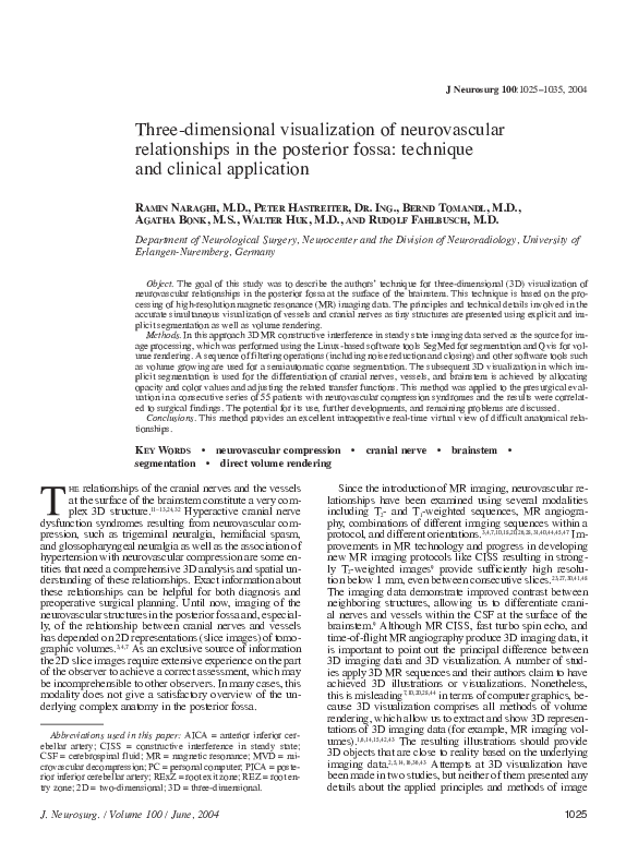 (PDF) Three-dimensional visualization of neurovascular relationships in ...