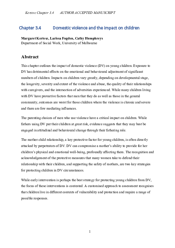 (PDF) Domestic violence and the impact on children