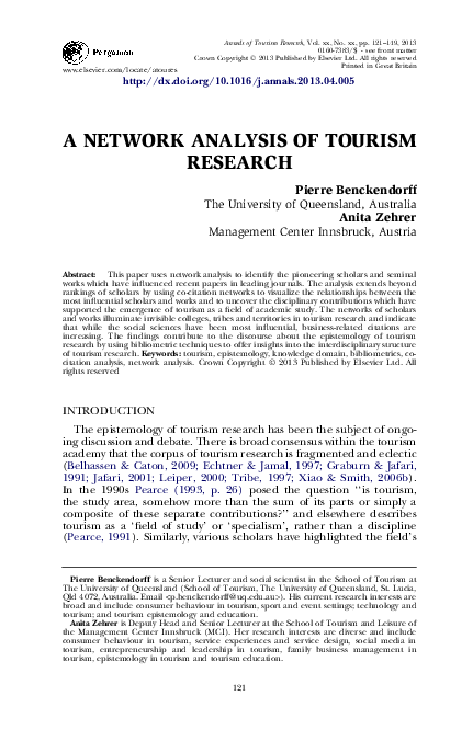 (PDF) A Network Analysis of Tourism Research
