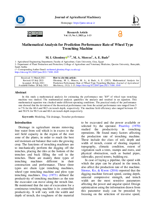 (PDF) Mathematical Analysis for Prediction Performance Rate of Wheel ...