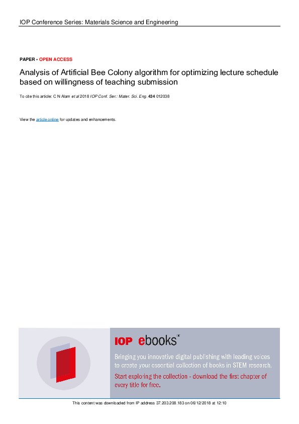 (PDF) Analysis of Artificial Bee Colony algorithm for optimizing ...