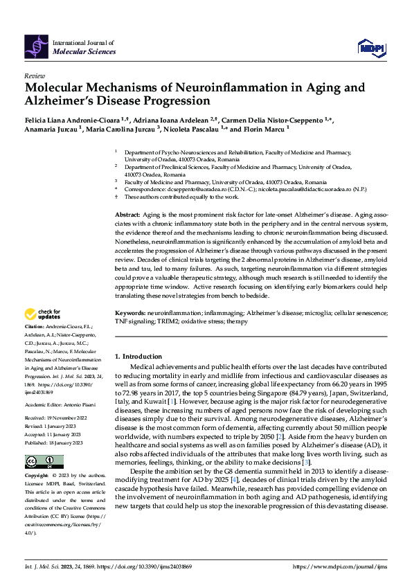 (PDF) Molecular Mechanisms of Neuroinflammation in Aging and Alzheimer ...