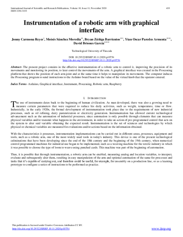 (PDF) Instrumentation of a robotic arm with graphical interface