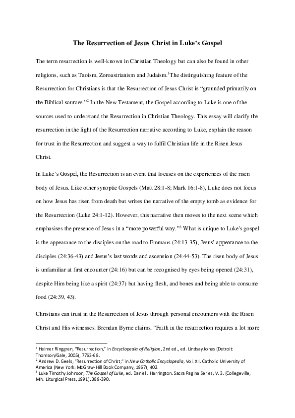 (PDF) The Resurrection of Jesus Christ in Luke's Gospel