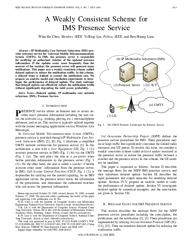 (PDF) A weakly consistent scheme for IMS presence service