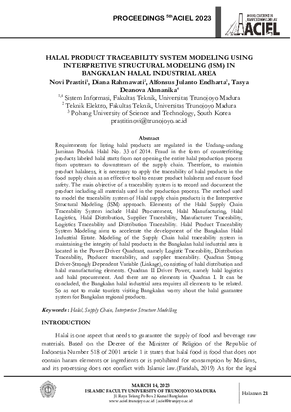 (PDF) HALAL PRODUCT TRACEABILITY SYSTEM MODELING USING INTERPRETIVE ...