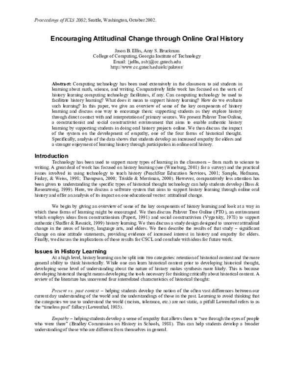 (PDF) Encouraging attitudinal change through online oral history