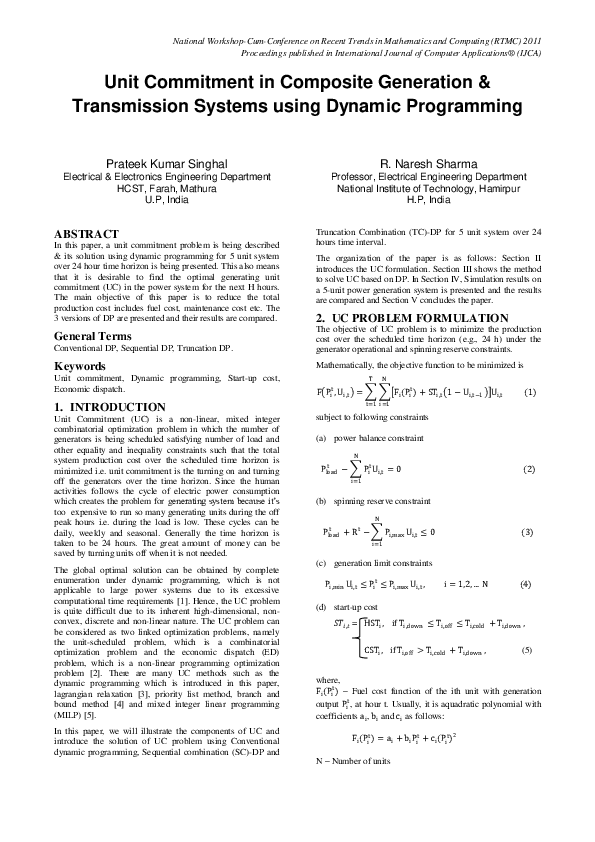 (PDF) Unit Commitment in Composite Generation & Transmission Systems ...